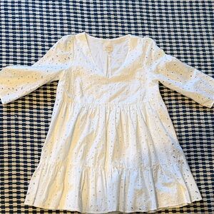 Sézane White Eyelet Embroidered Dress – Size 40 (US 8)